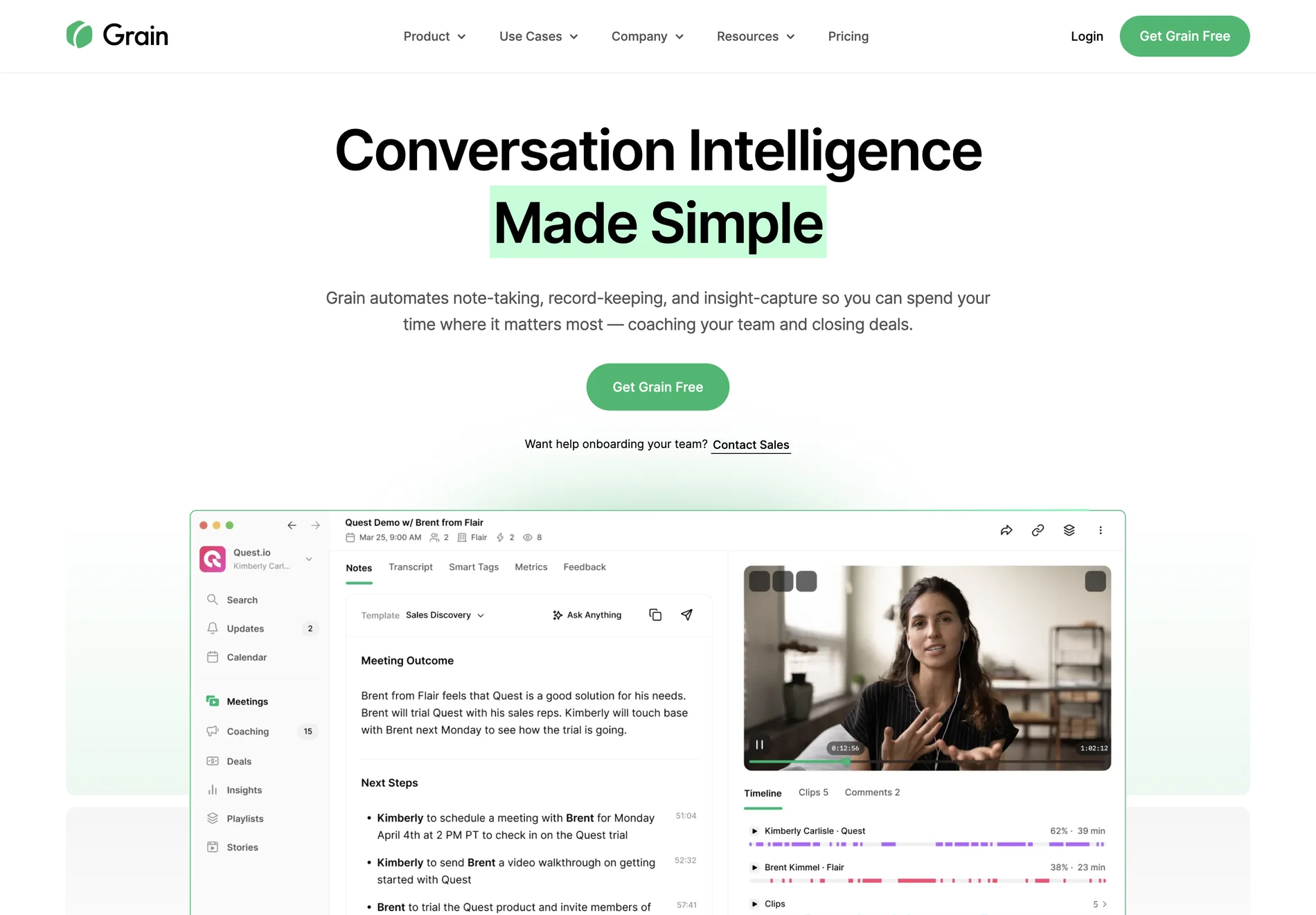 Grain: AI-Powered Conversation Intelligence for Revenue Teams