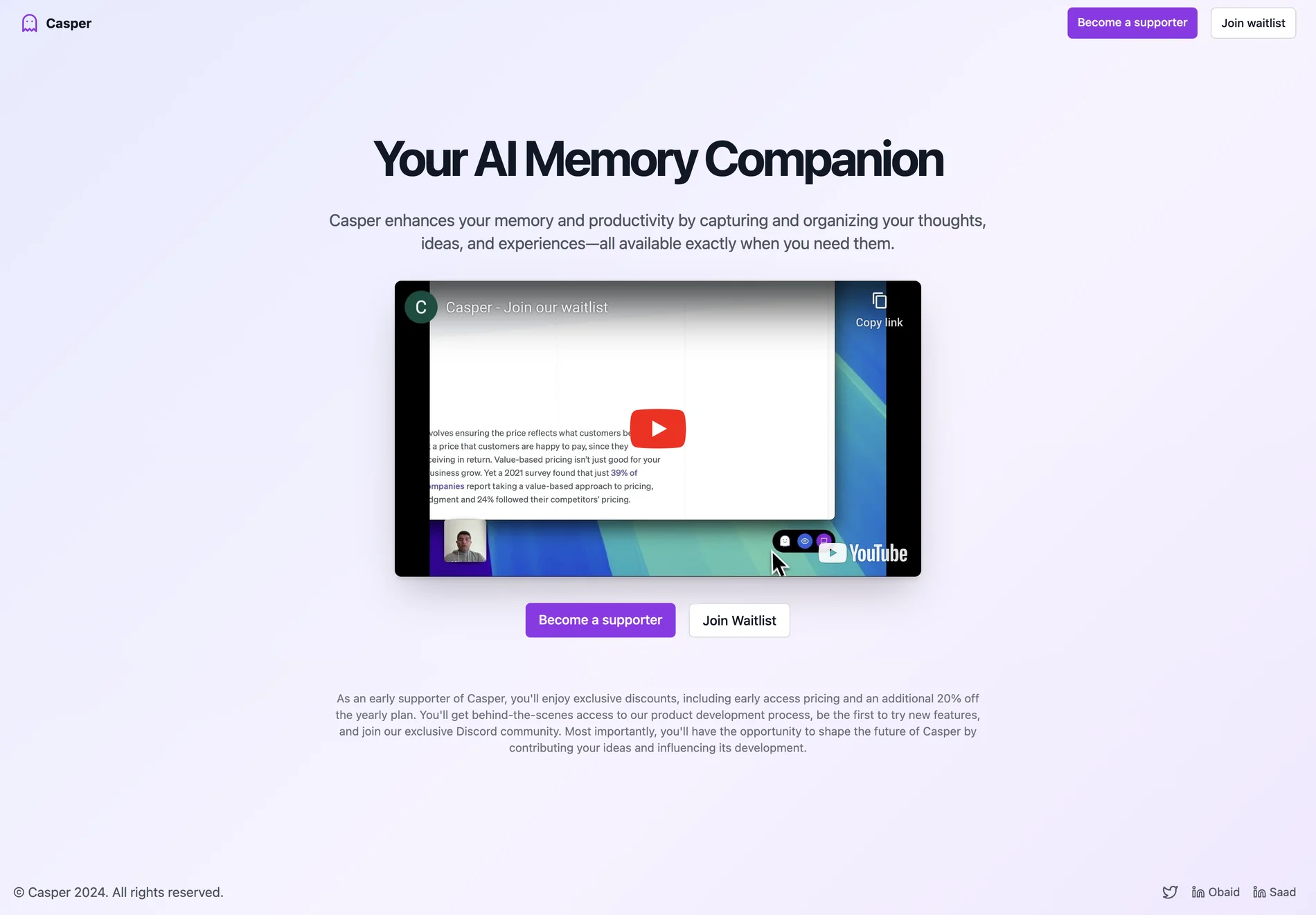 Casper - Your AI Memory Companion | Enhance Productivity