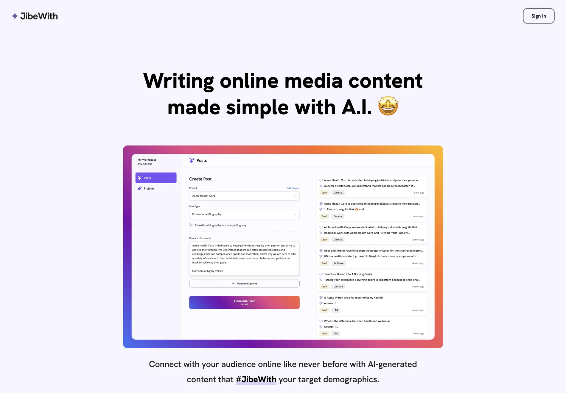 JibeWith: Simplifying Online Media Content with AI