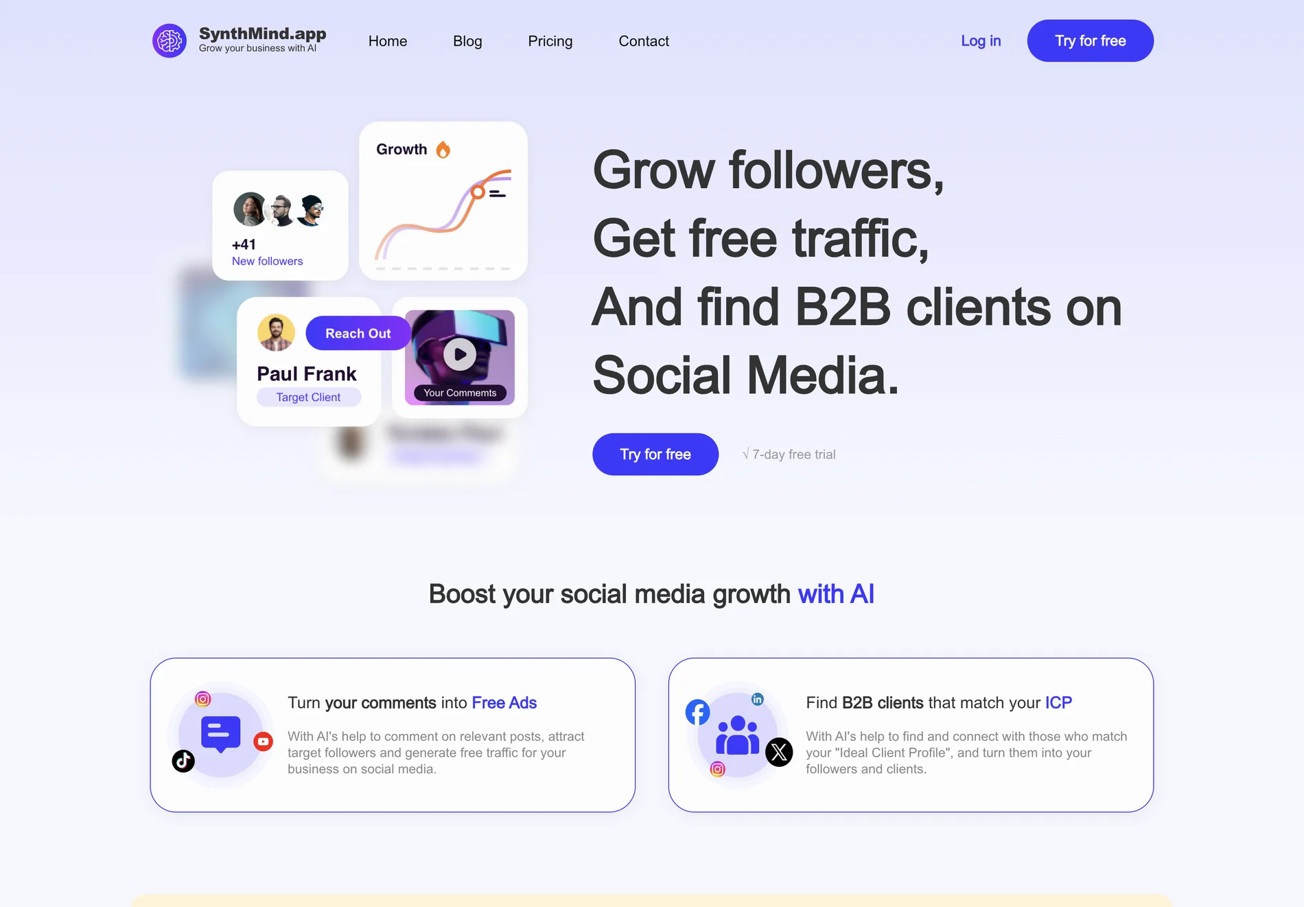 SynthMind AI: Boost Your Social Media Growth with AI