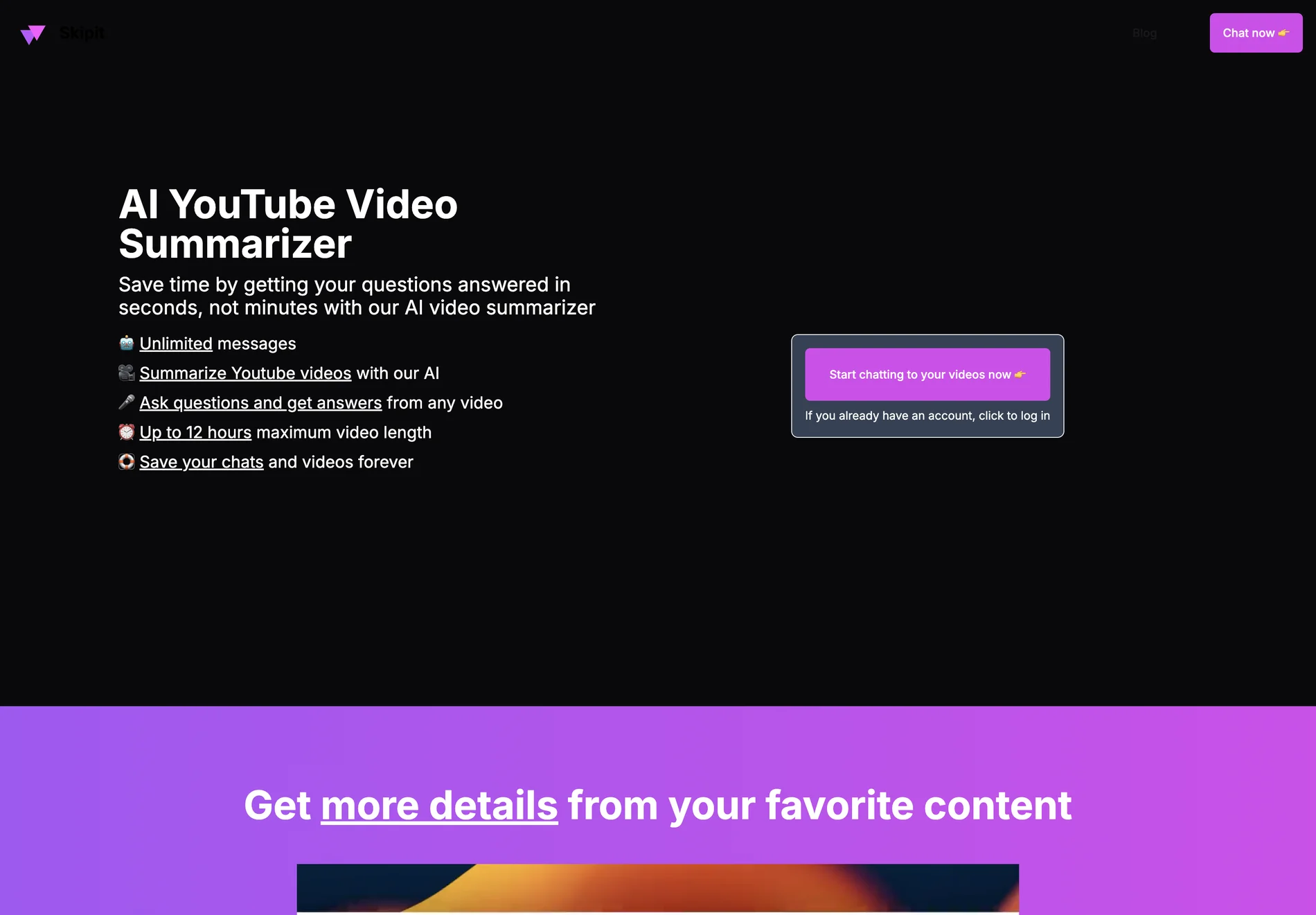 Skipit - AI-Powered YouTube Video Summarizer - Instant Summaries