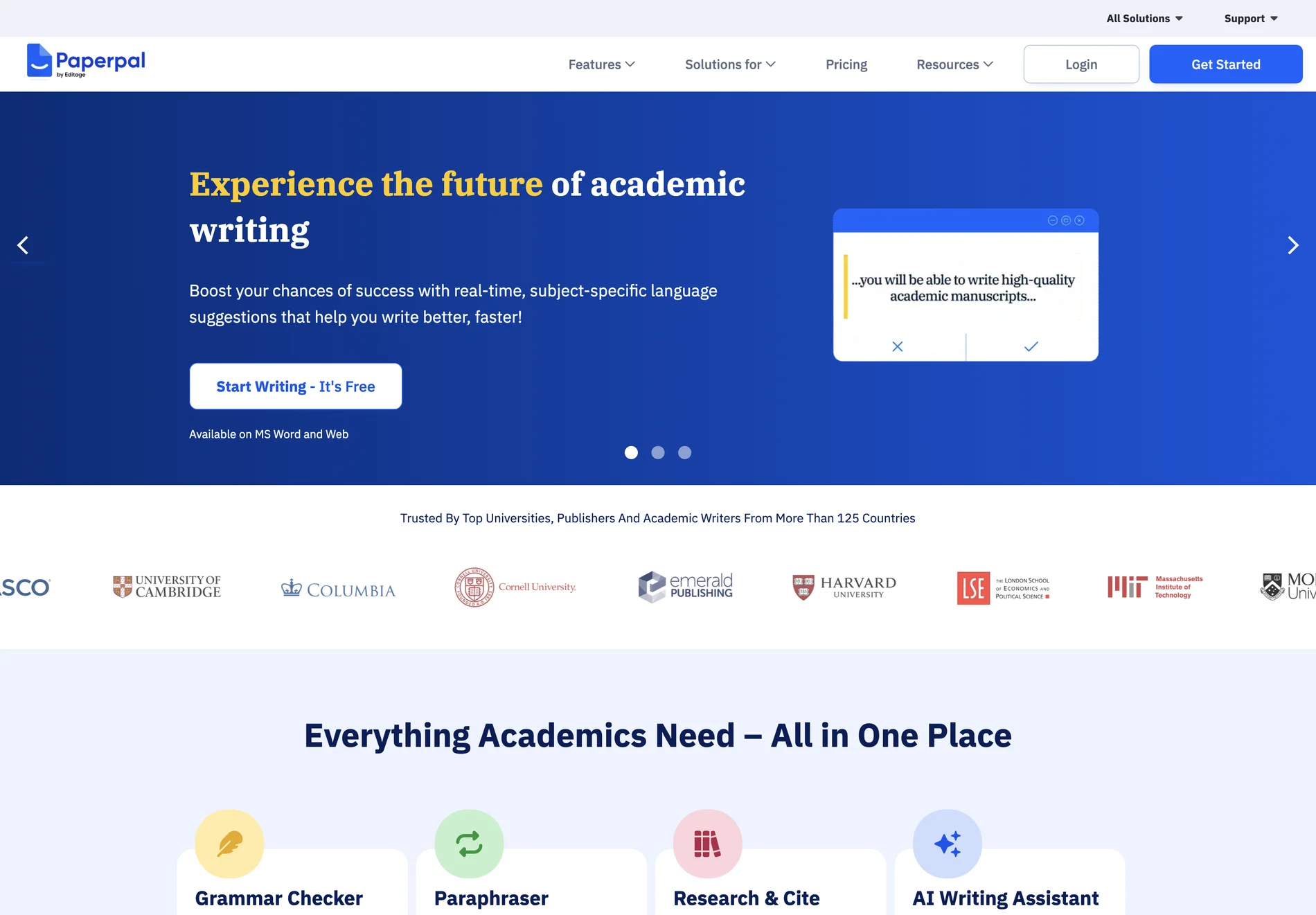 AI Academic Writing Tool - Online English Language Check | Paperpal