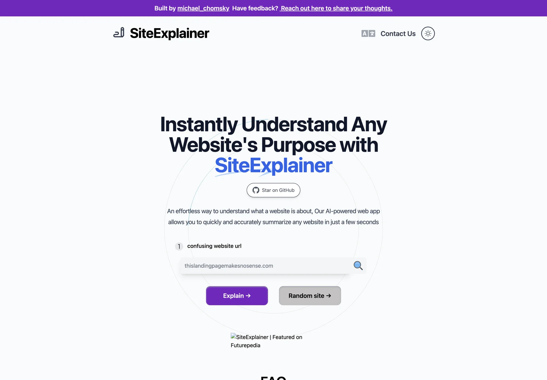 SiteExplainer: Instantly Summarize Any Website's Purpose with AI