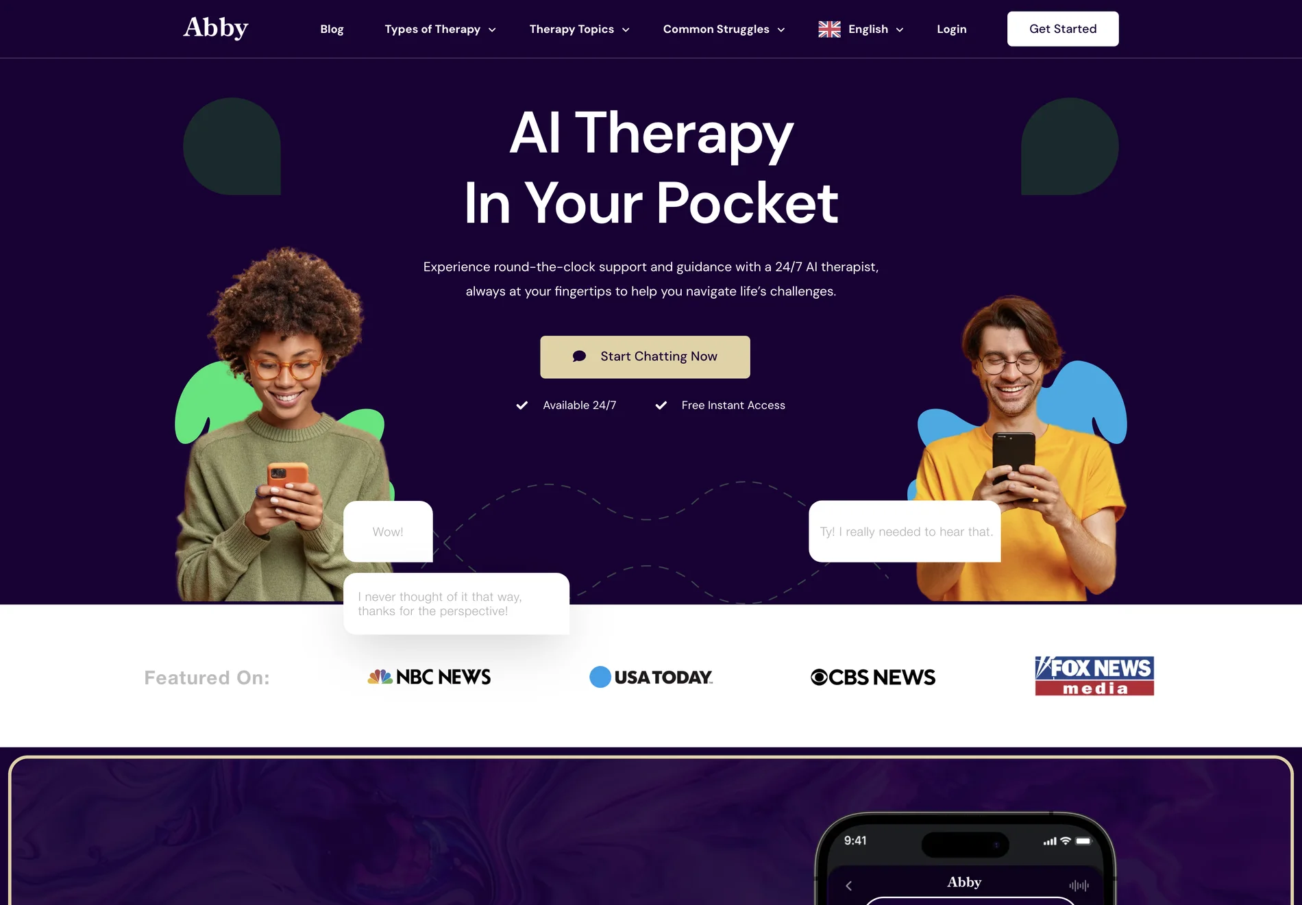 Abby - Your AI Therapist. 100% Free, Available 24/7