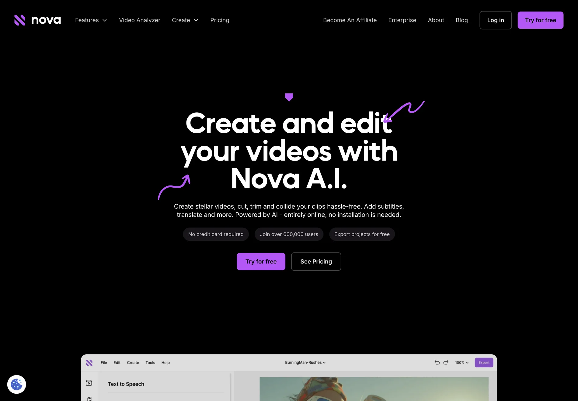 Nova A.I.: AI-Powered Video Editing Platform