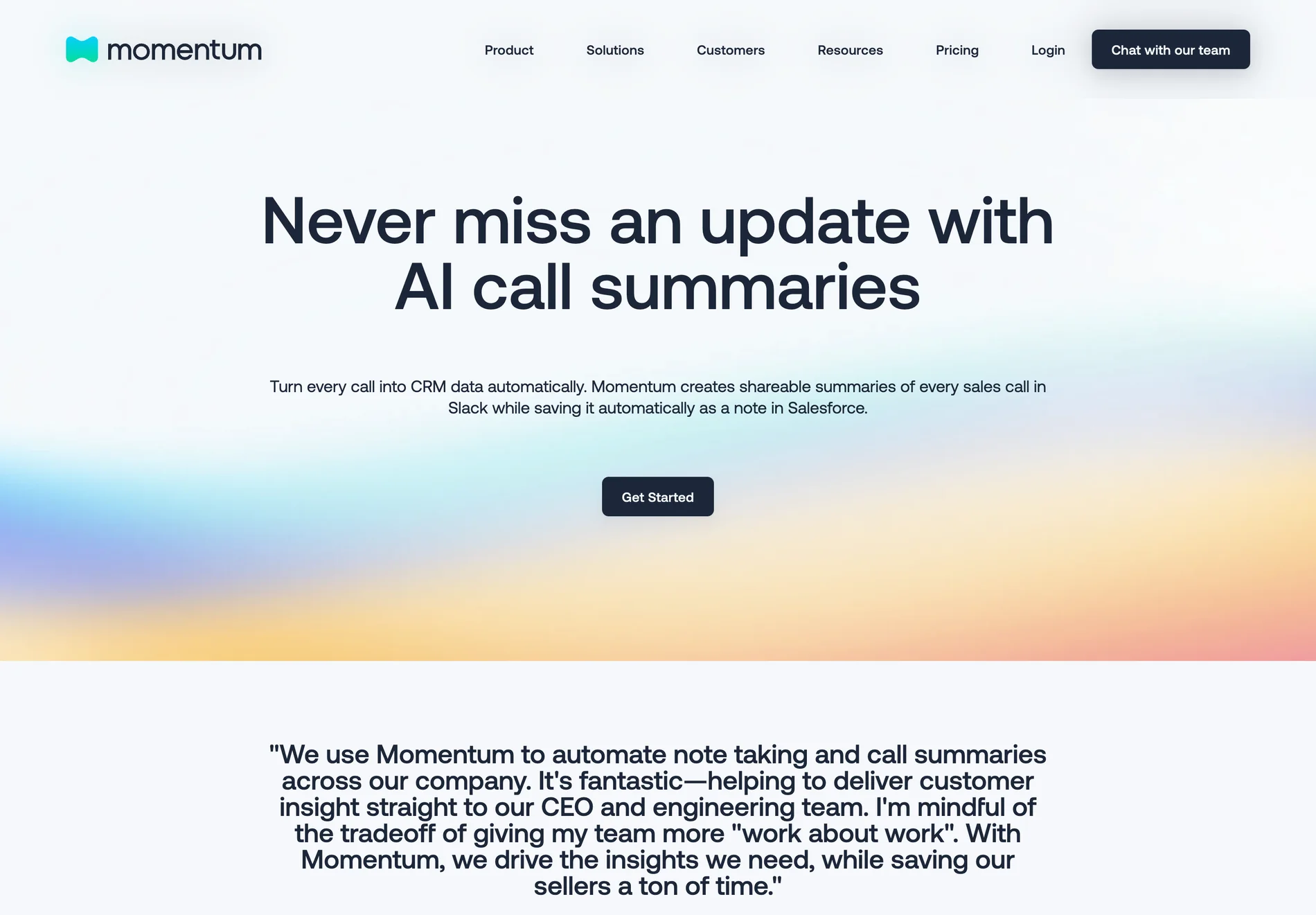 AI Call Notes for Sales and Customer Success - Momentum AI