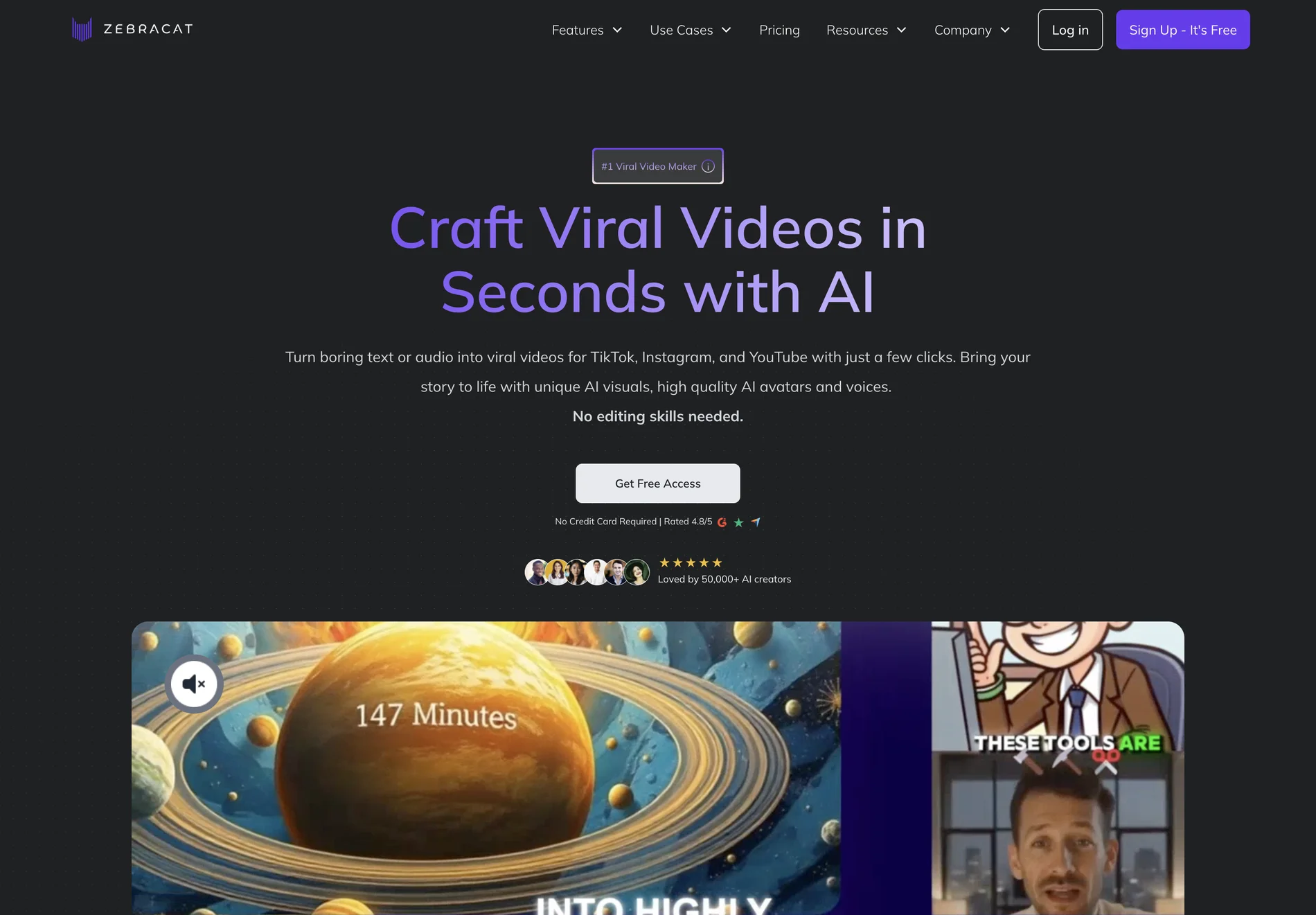 Create FREE AI Videos 10X Faster Online | Zebracat