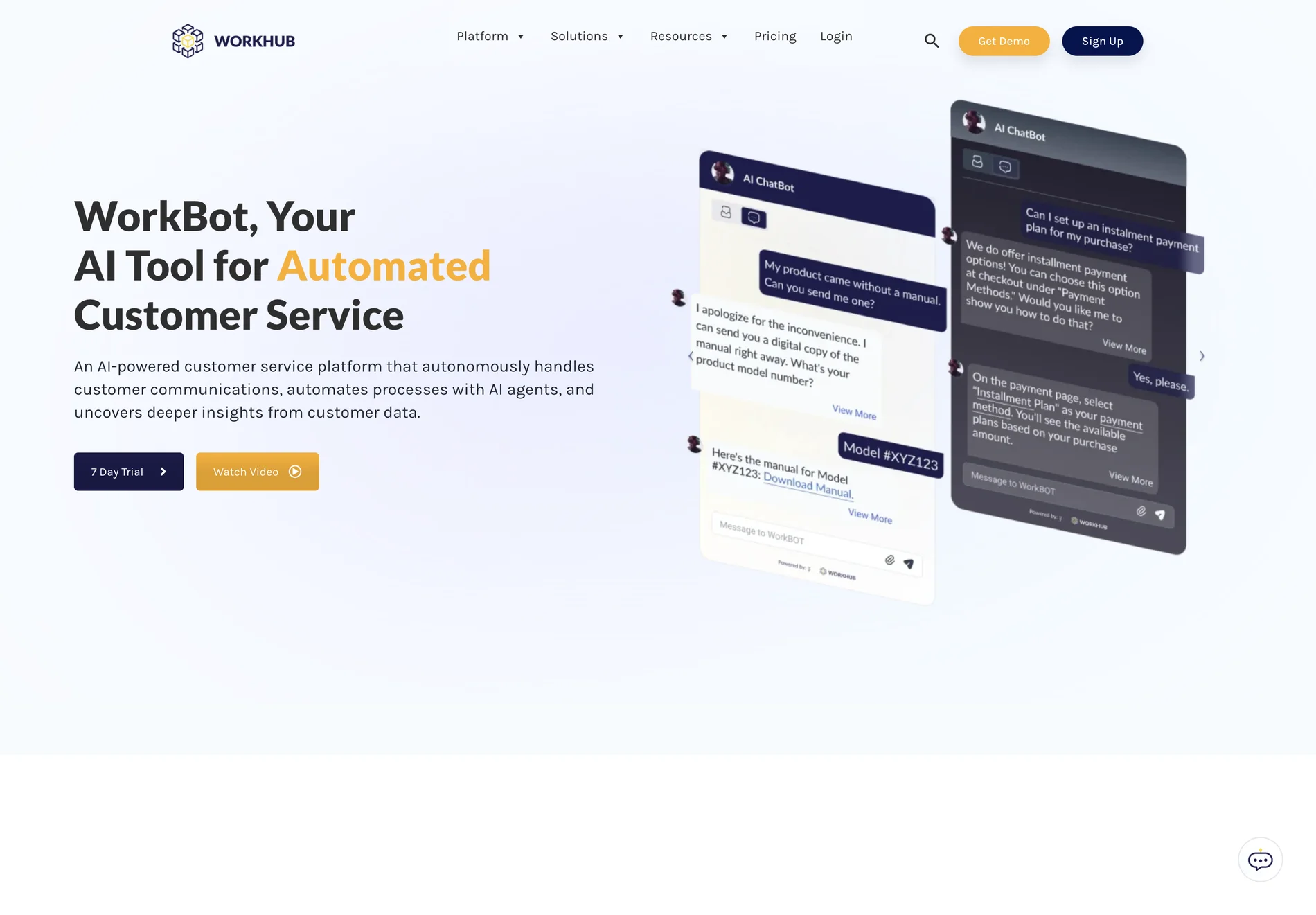 WorkBot: Advanced AI for Customer Service & Data Insights