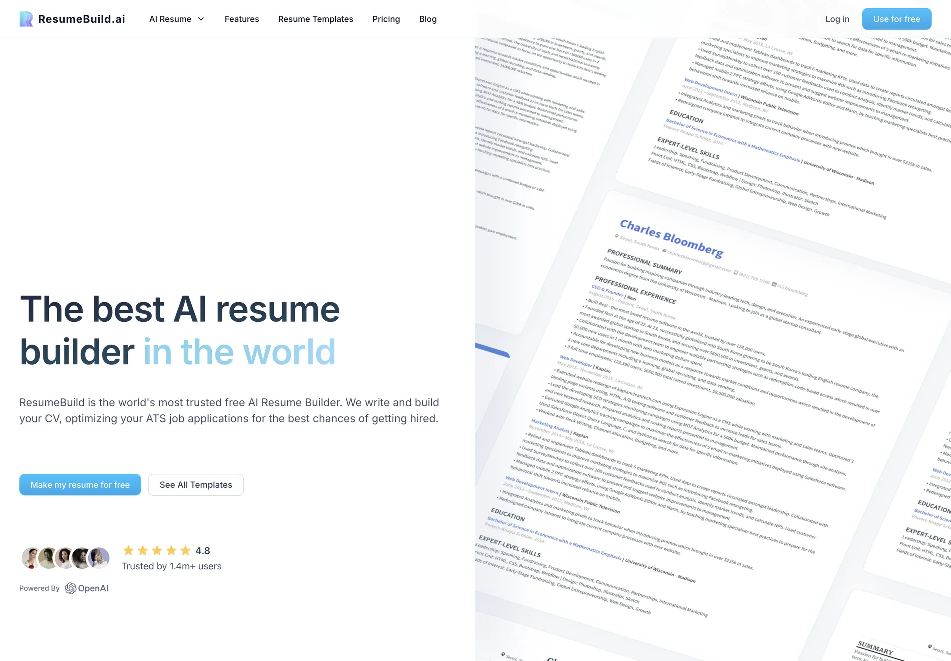 ResumeBuild.ai: The Best AI Resume Builder Trusted by 1.4M+ Users