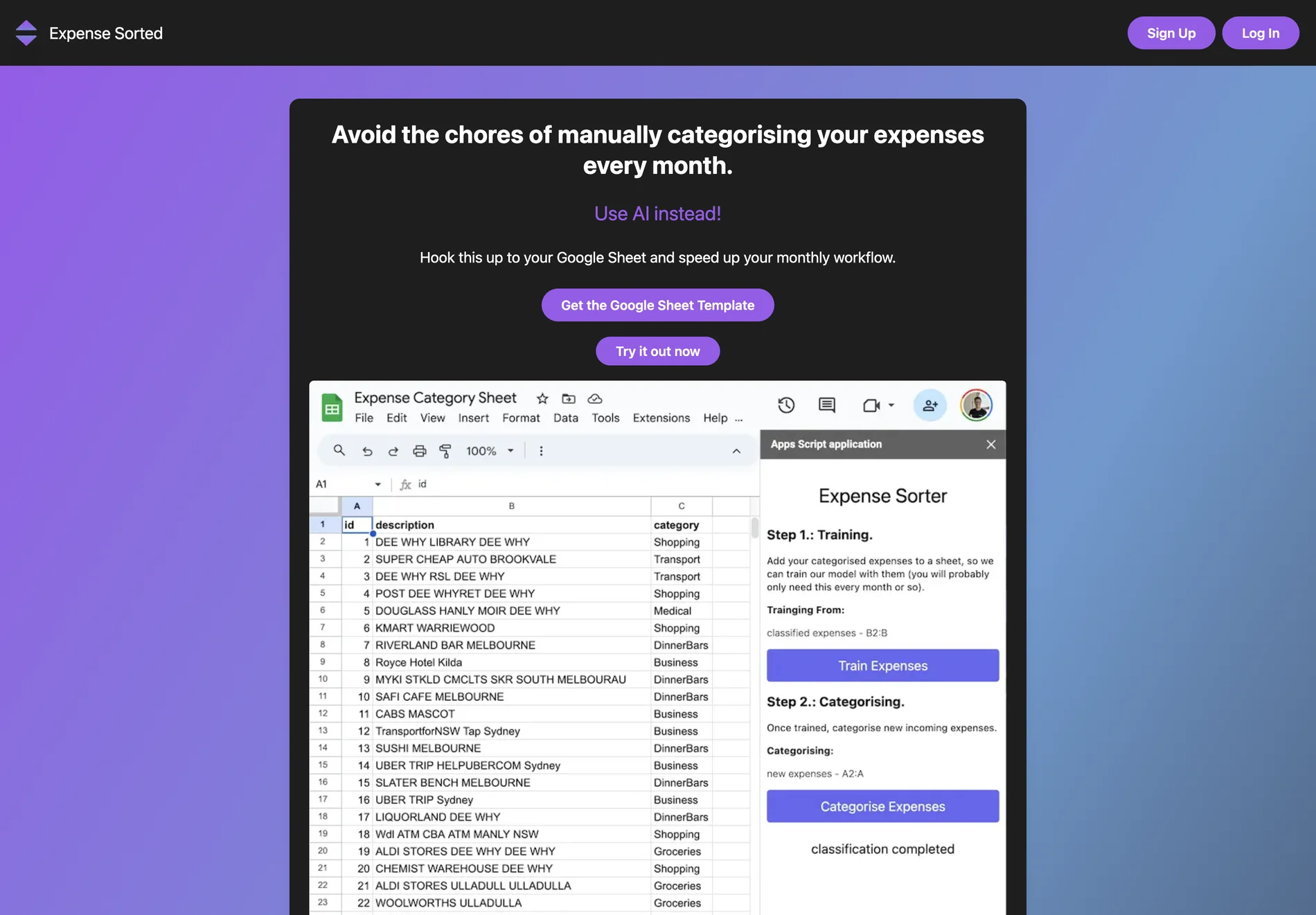Expense Sorted - AI-Powered Expense Categorization