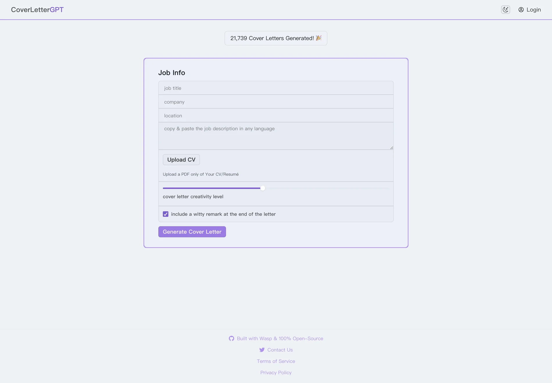 CoverLetterGPT: AI-Powered Cover Letter Creation