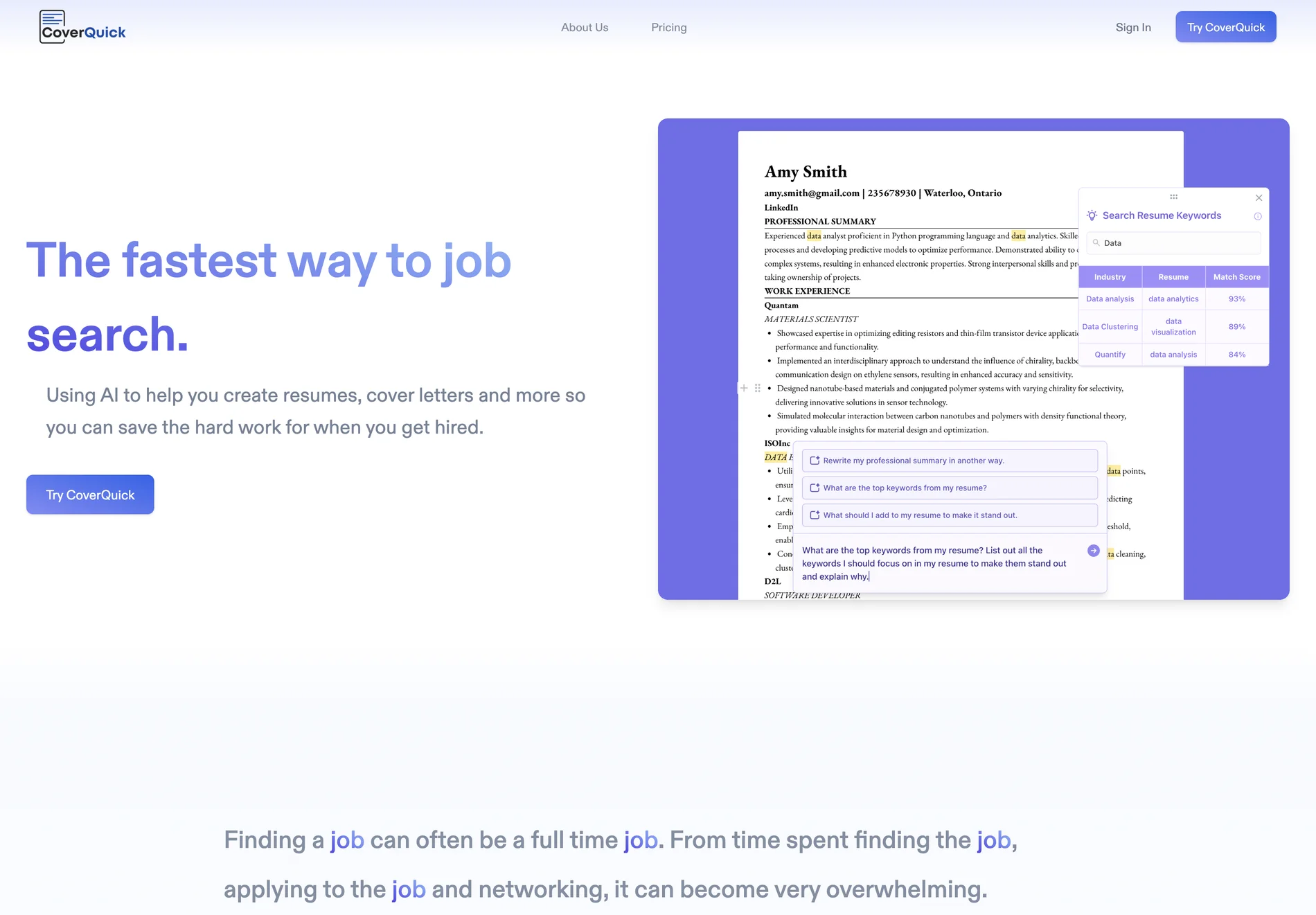 CoverQuick: AI-Powered Job Search Made Lightning Fast