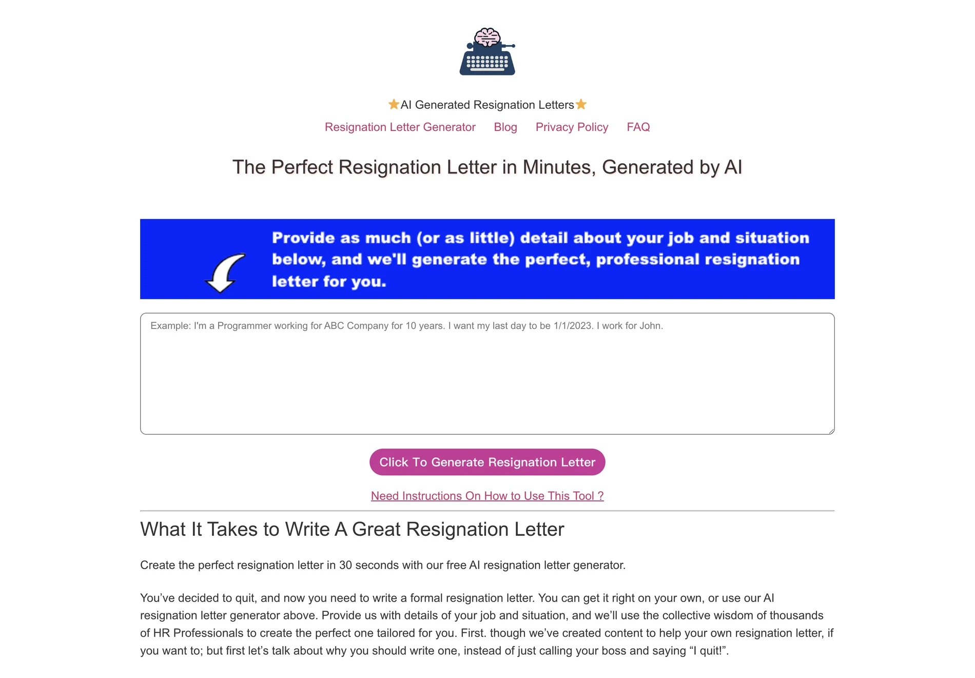 AI Resignation Letter Generator: Create Professional Resignation Letters in Minutes