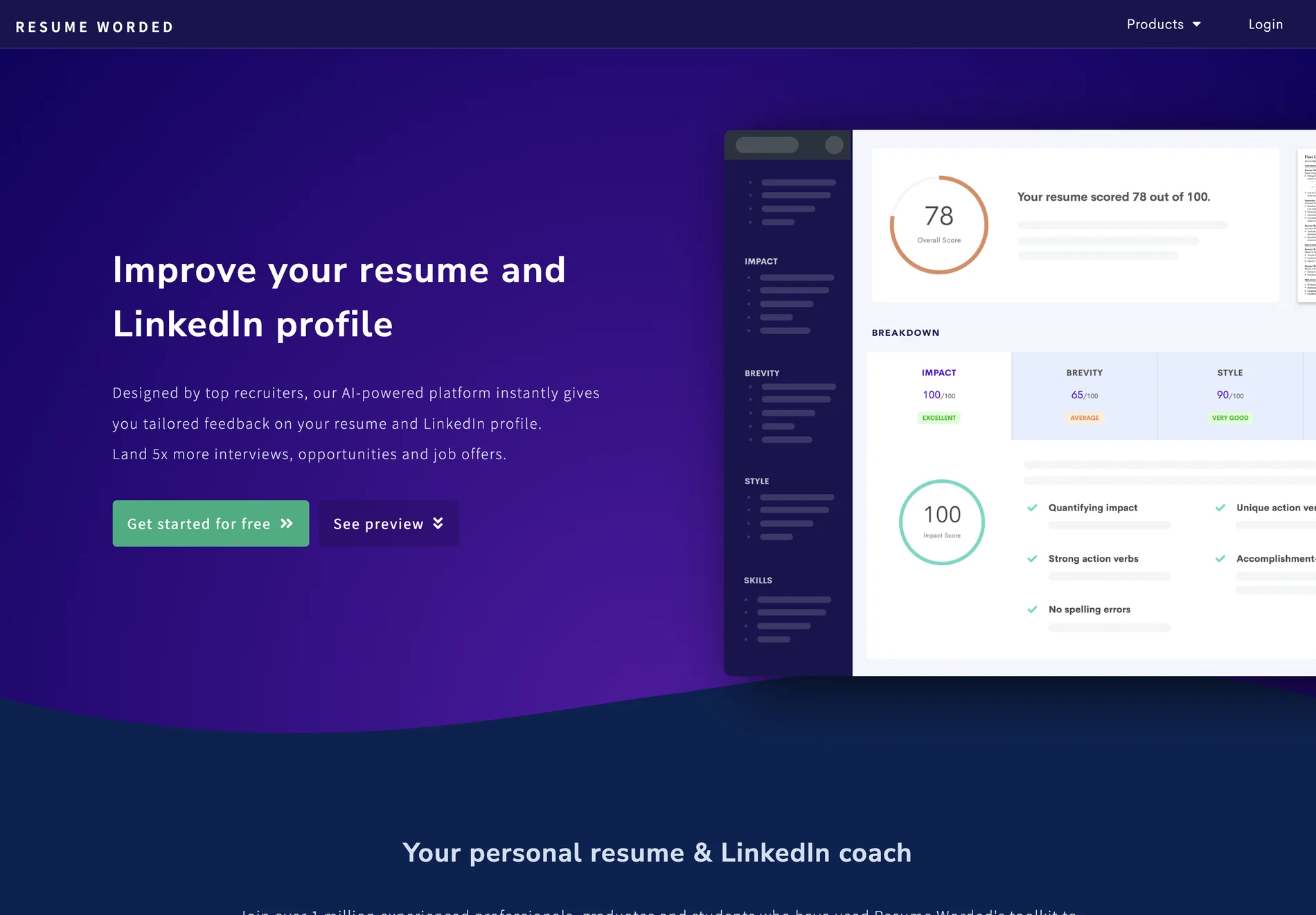 Resume Worded: AI-Powered Feedback for Your Resume and LinkedIn Profile