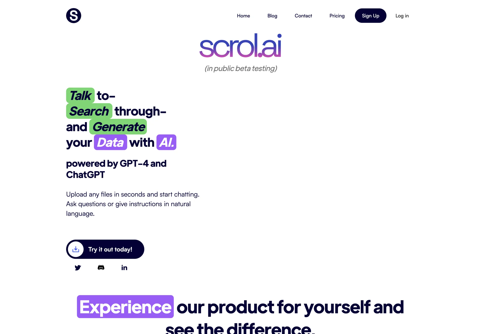 scrol.ai: Chat, Search, and Generate Data with AI