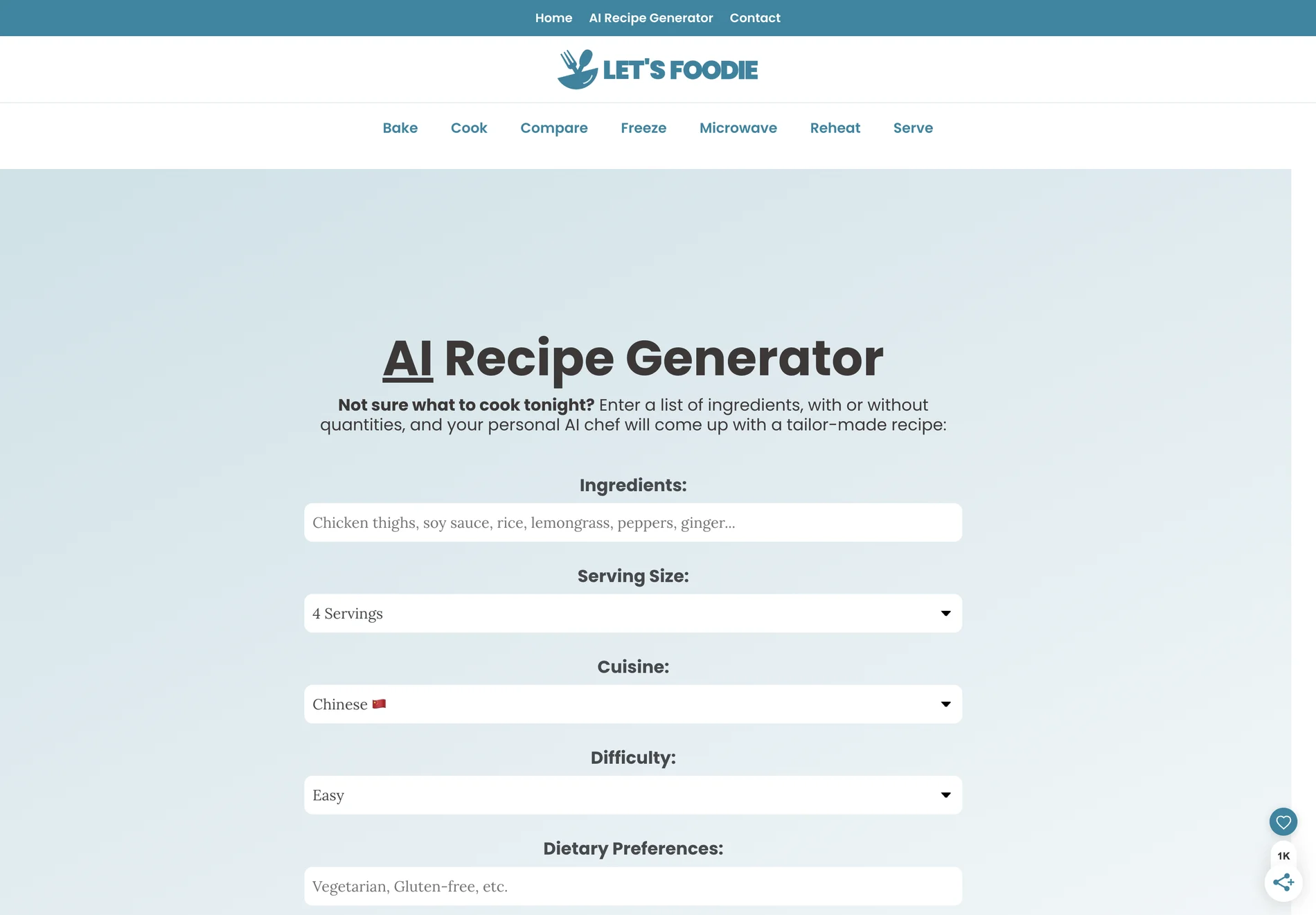 AI Recipe Generator: Create Personalized Recipes with Ease