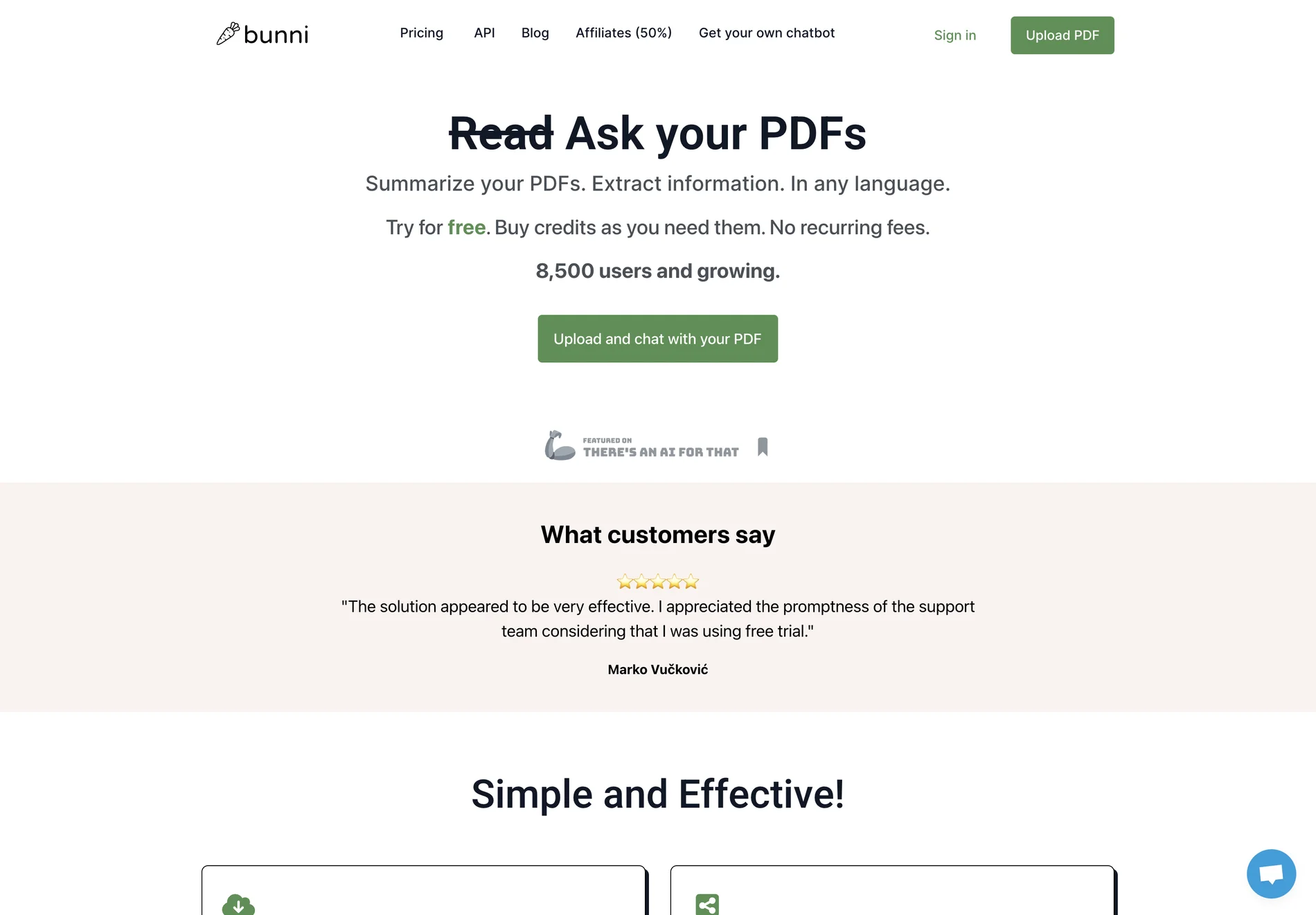 Bunni: Chat to Your PDF Documents - Summarize and Ask Questions