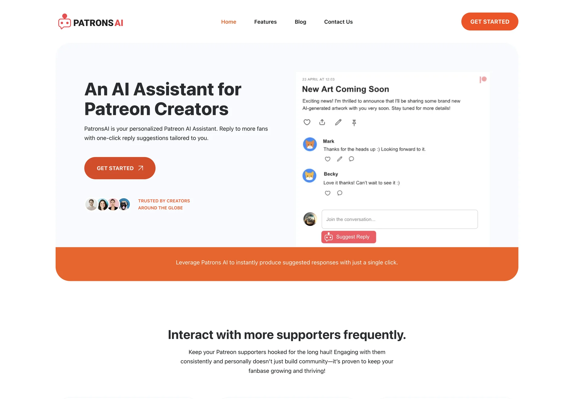 PatronsAI: AI Assistant Enhancing Fan Interaction for Patreon Creators