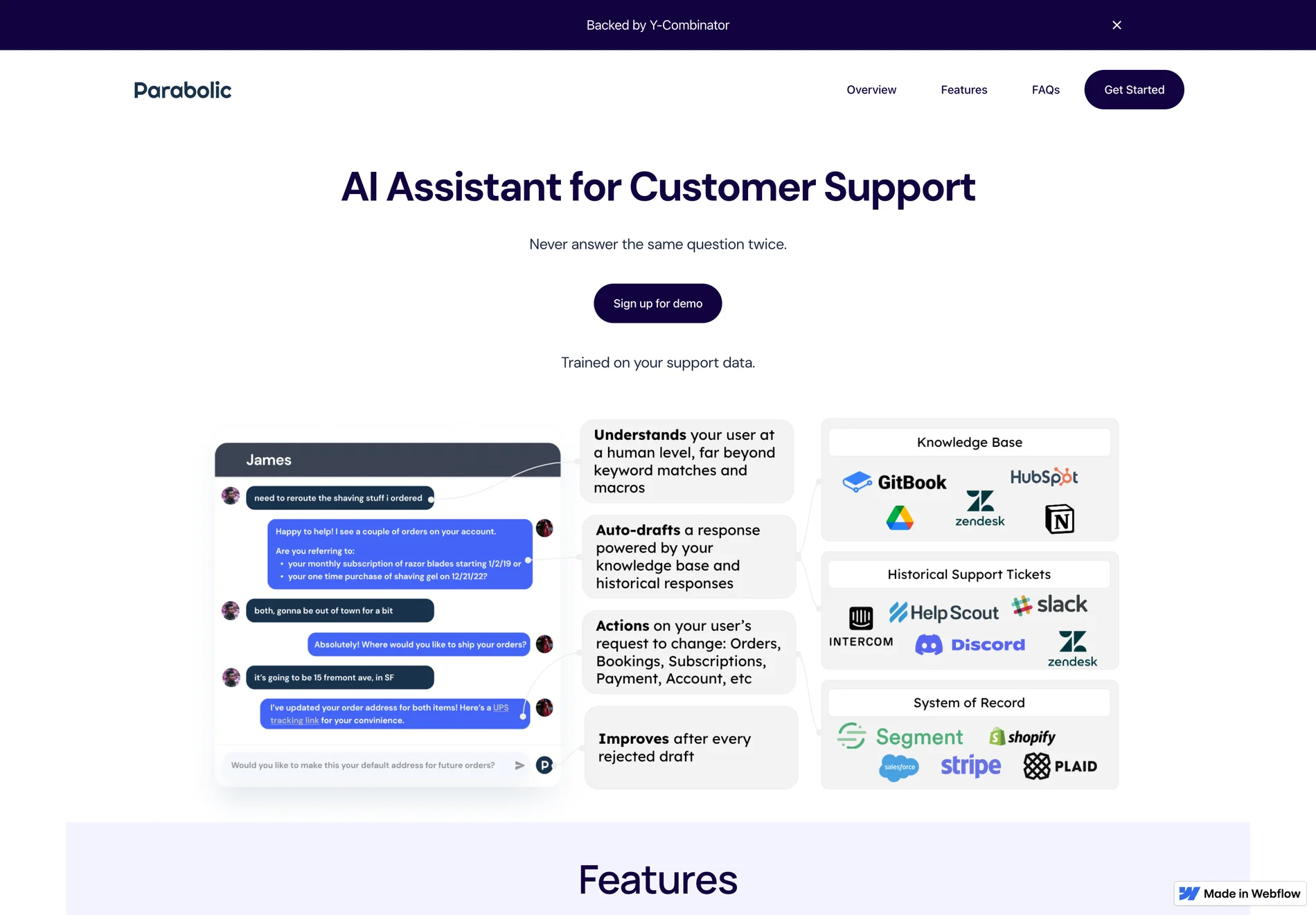 Parabolic: AI-Powered Customer Support Assistant