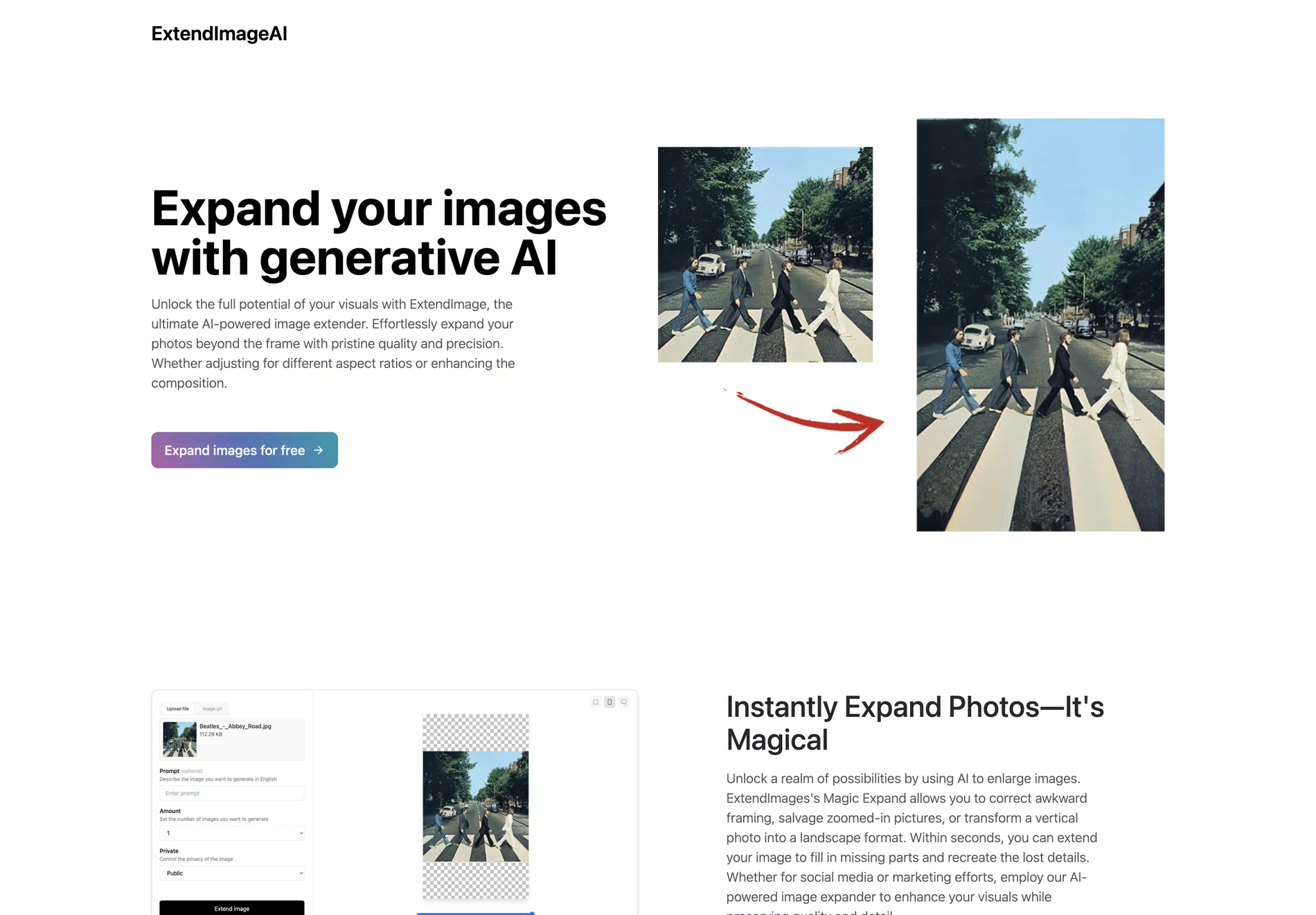 ExtendImageAI - Expand Your Images with Generative AI - Try It for Free