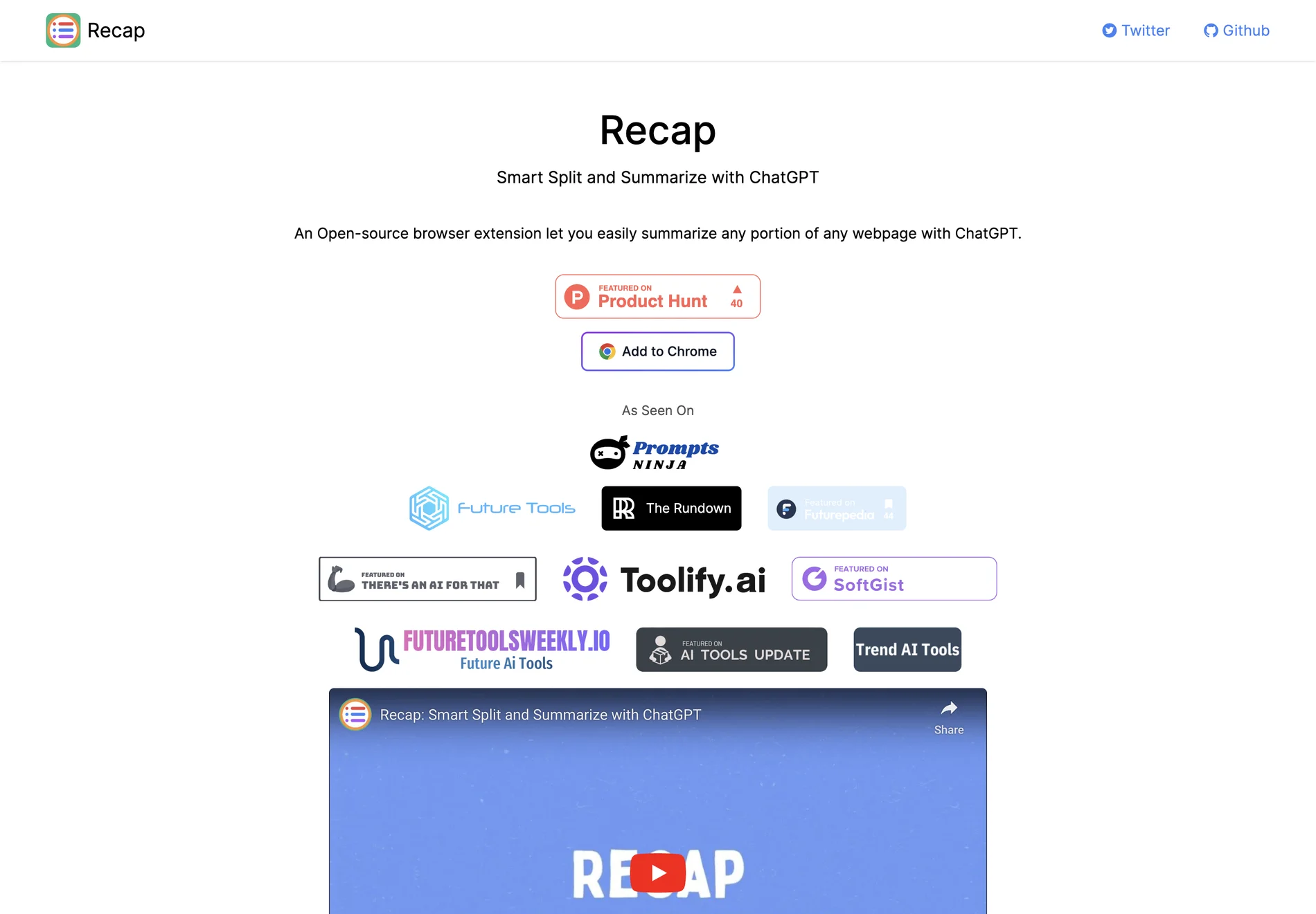 Recap: Smart Split and Summarize with ChatGPT