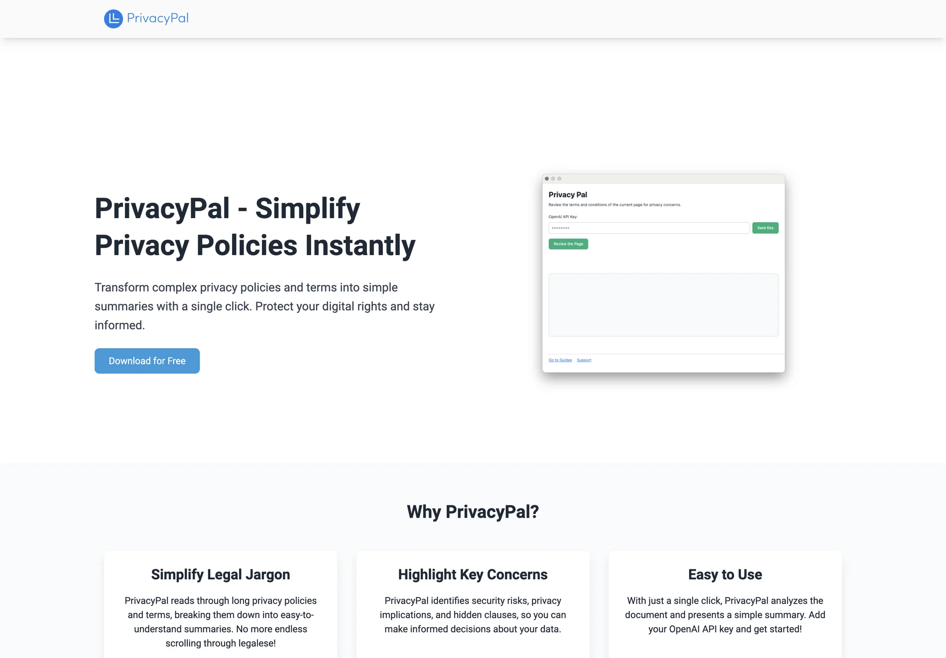 PrivacyPal - Simplify Privacy Policies and Terms