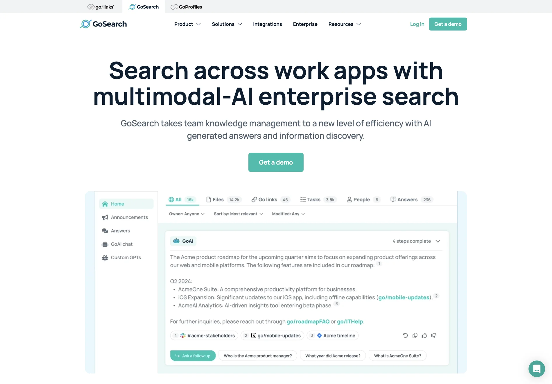 GoSearch: AI-Powered Enterprise Search for Enhanced Knowledge Management