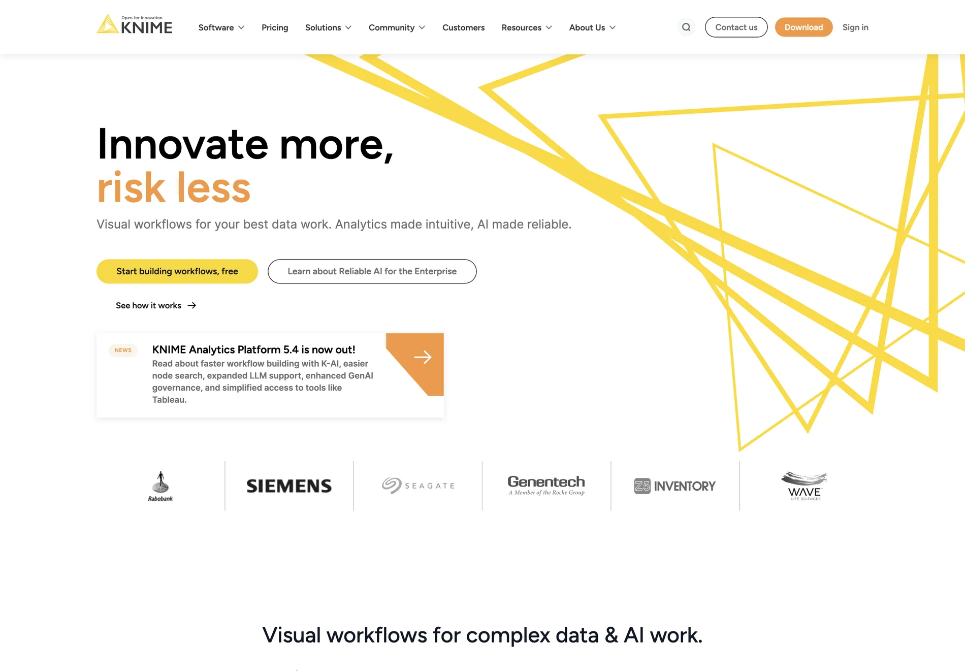 KNIME Analytics Platform: Intuitive Visual Workflows for Reliable AI and Data Analytics