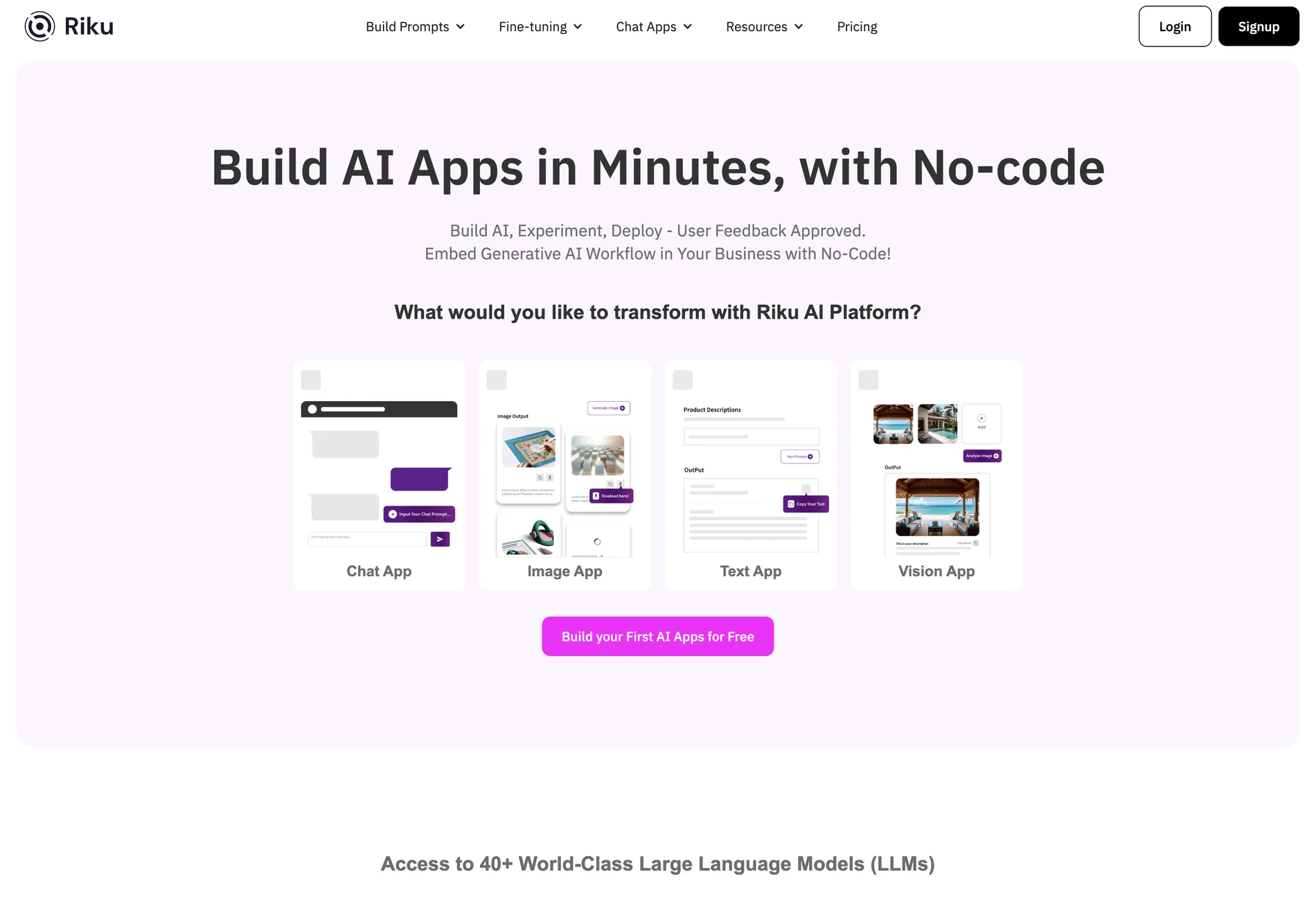 Riku.AI: Build AI Apps with No-Code in Minutes