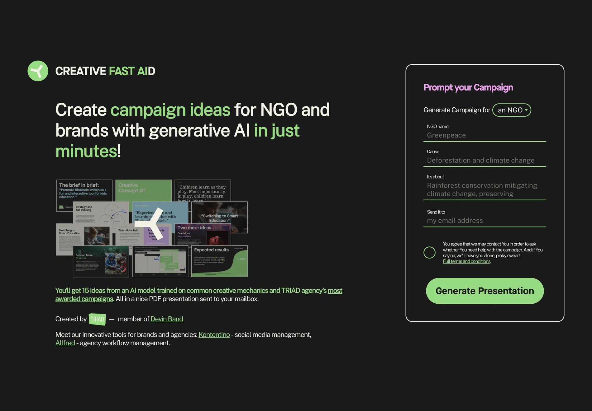 TRIAD Creative Fast AID: Generate Creative Campaign Ideas with AI