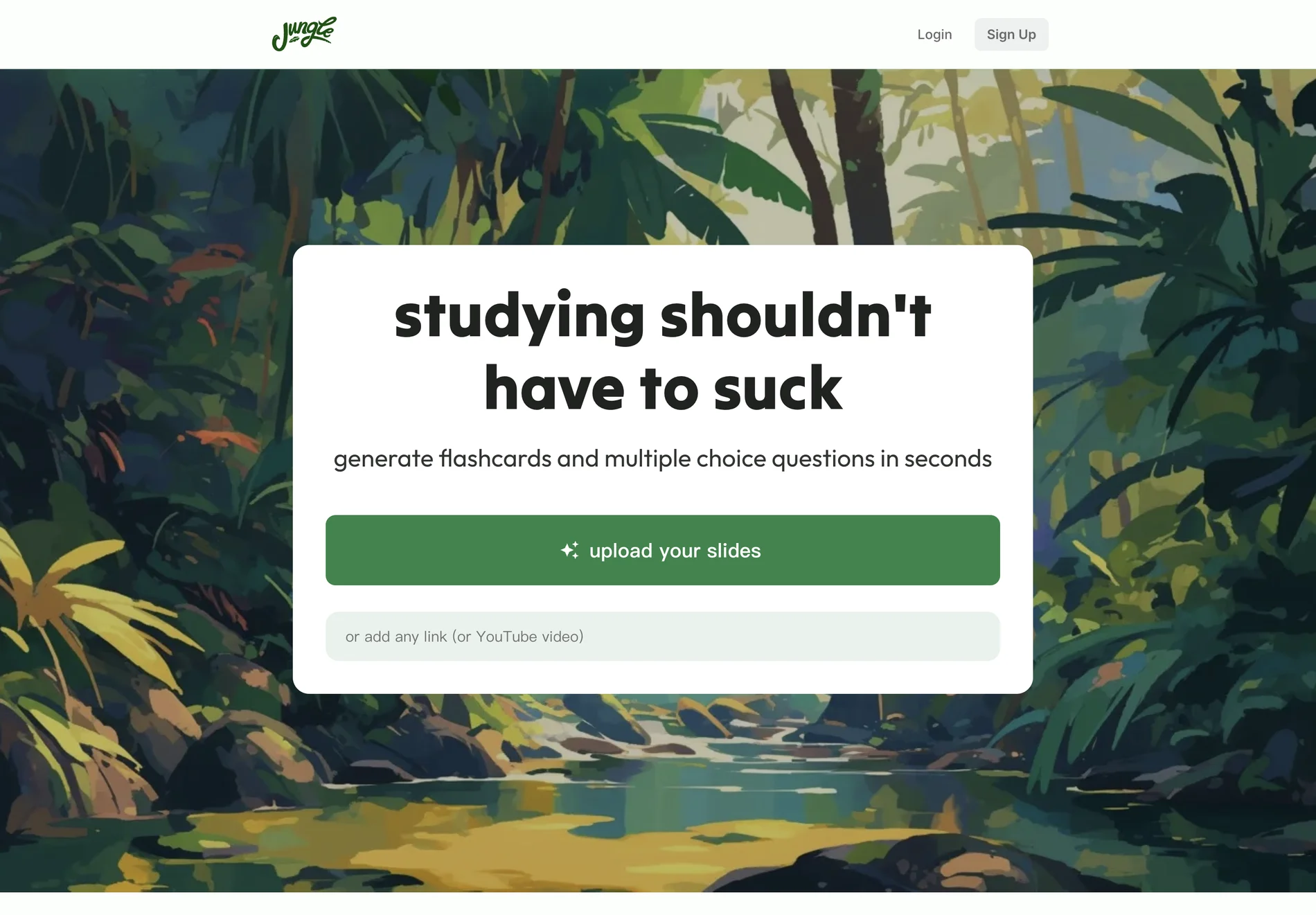 Jungle: Create Flashcards and Practice Questions in Seconds with AI