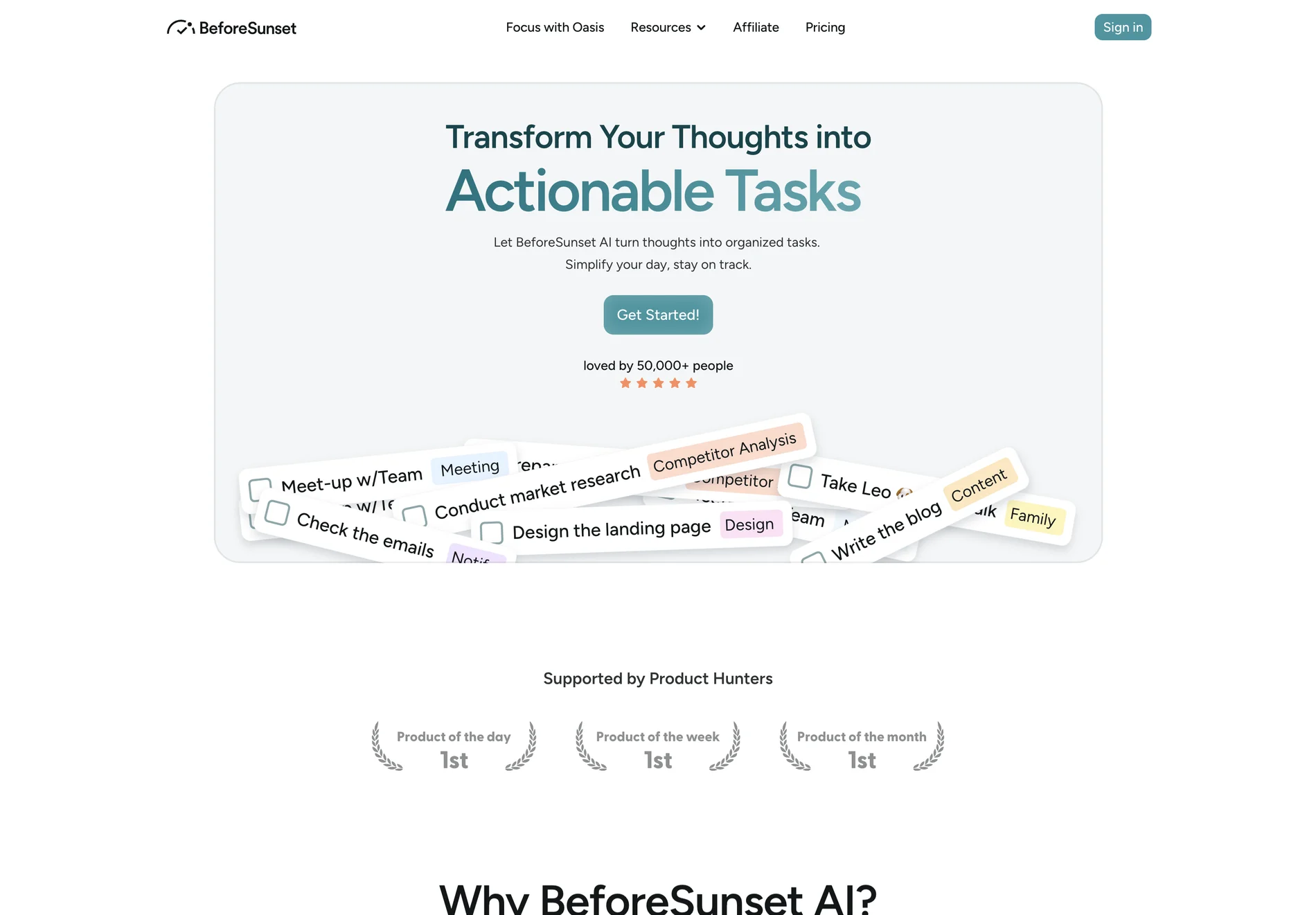 BeforeSunset AI: Transform Your Thoughts into Actionable Tasks