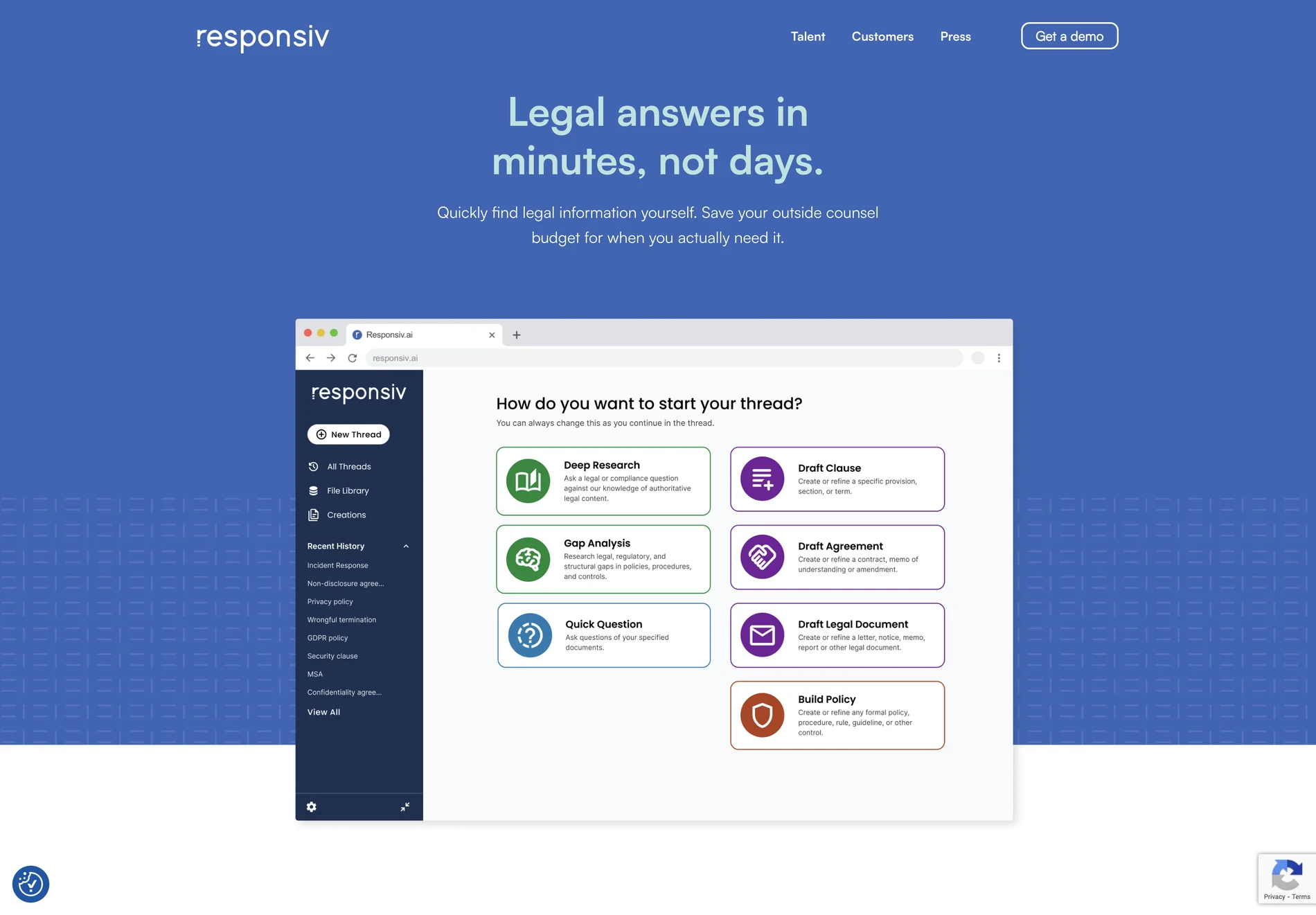 Responsiv: AI-Powered Legal Answers and Workflow Tools for In-House Teams