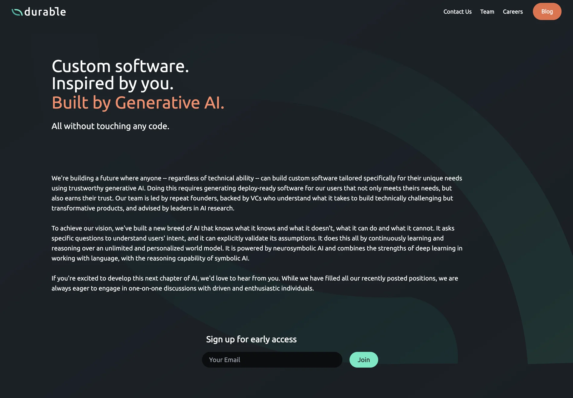 Durable - Custom Software: Designed by You, Built by Generative AI