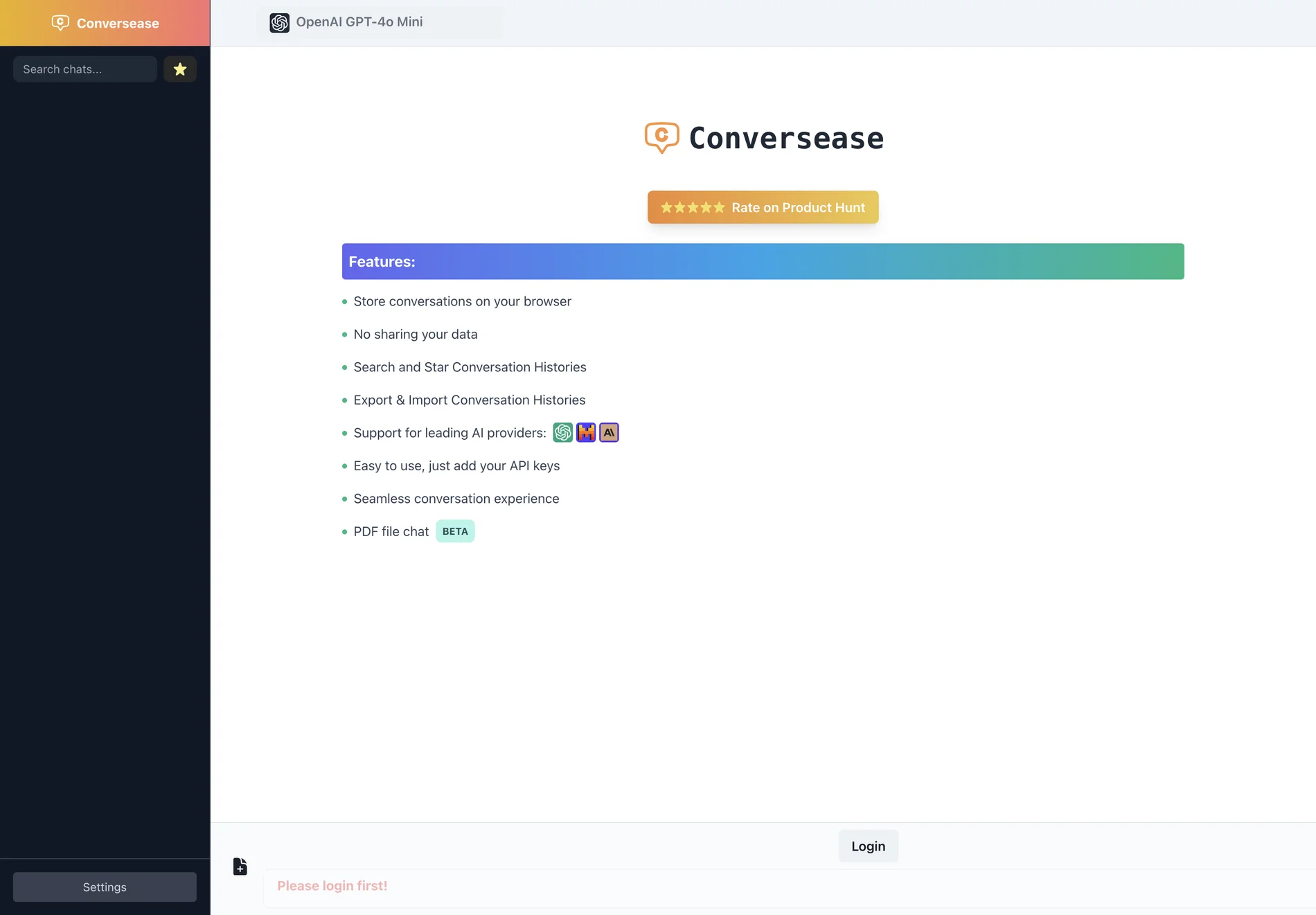 Conversease - AI Powered Chat Platform UI